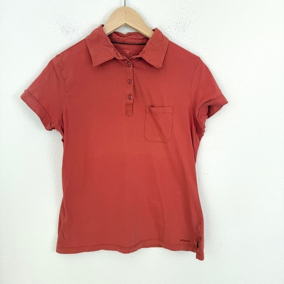 Patagonia Women’s 100% Simply Organic Cotton Polo Shirt Top Large - Picture 1 of 8